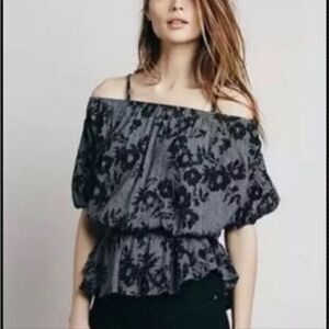 Free People Floral Off the Shoulder Blouse